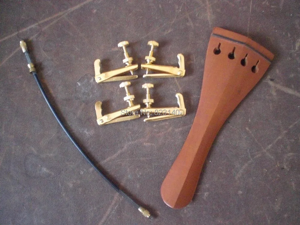 

1 PC Jujube wood Tail piece with 4 PCs Gold color Fine tuner& Tail gut all 4/4