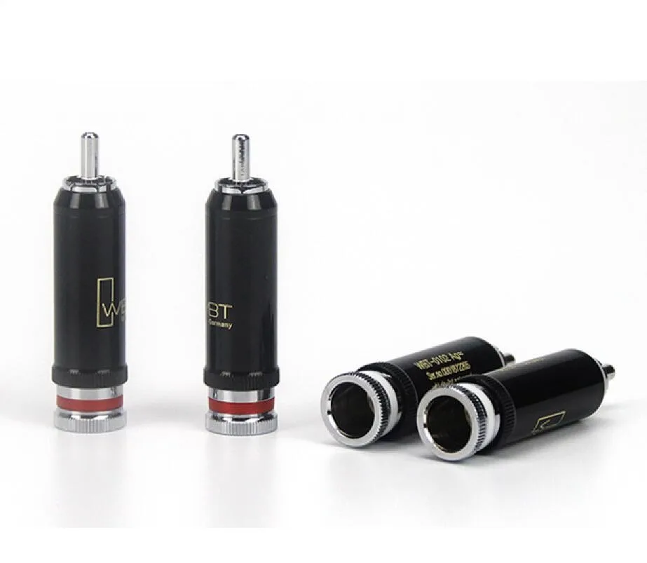 

Hifi 4pcs WBT-0102Ag brass Rhodium plated Soldering 9mm RCA plug for AMP DV CD player RCA audio interconnt cable