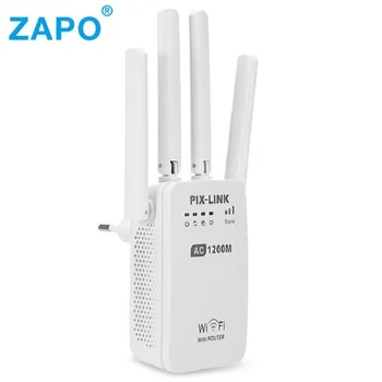 

Dual Band AC 1200Mbps Wireless 2.4G / 5G Wifi Repeater 4 High Antennas Bridge Signal Amplifier Wired Router wi fi Access Point