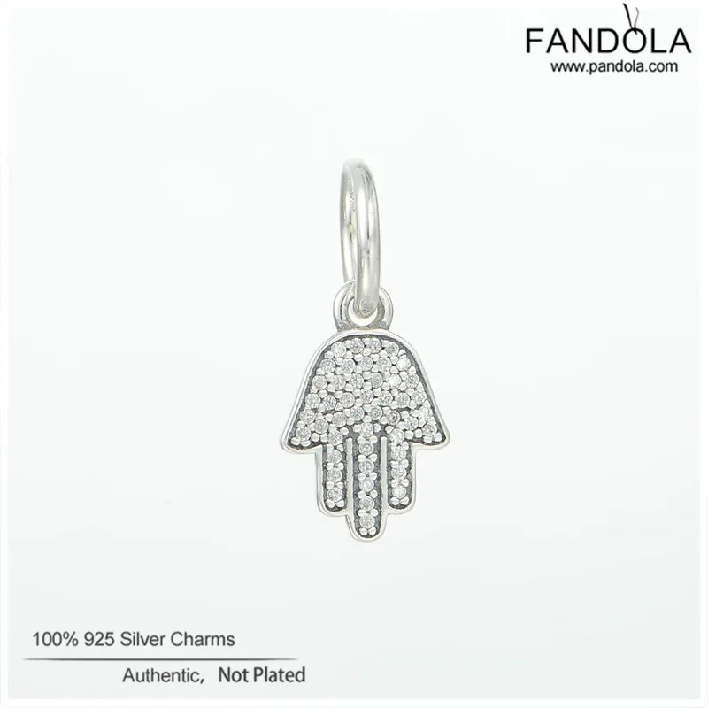 

100% 925 Sterling Silver Symbol of Protection Hand Charms Beads for Women Fits Pandora Bracelets Necklace Silver Charm Jewelry