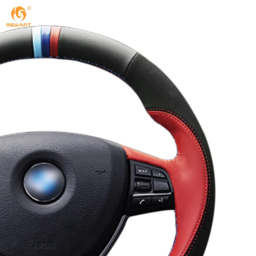 MEWANT черная красная натуральная кожа замша для BMW F10 2014 520i 528i 2013 730Li 740Li 750Li|car steering wheel