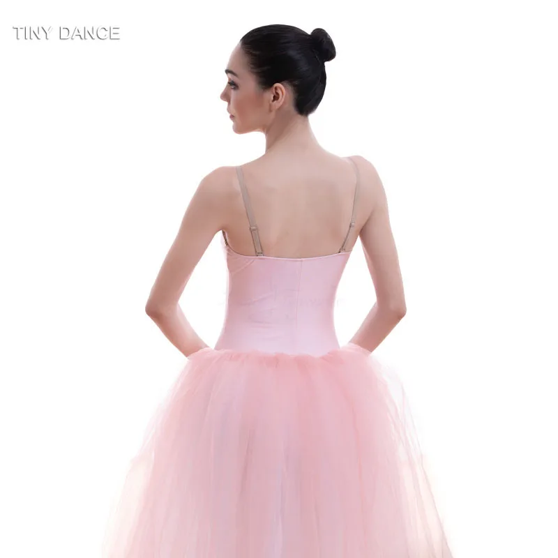 Бледно-розовая балетная пачка в романтическом стиле для девочек и женщин, Костюм Балерины, длинное платье-пачка 18703
