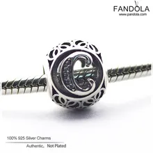 Стерлингового серебра 925 Алфавит винтажные C буквы бусины для изготовления ювелирных изделий Подходит для женщин Подвески Серебро 925 браслет