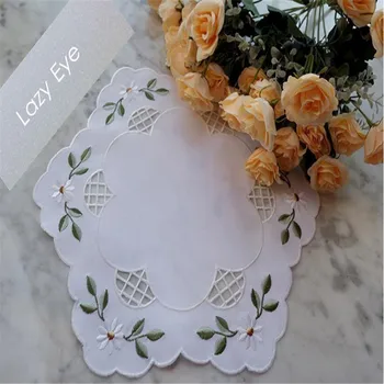 

Free Shipping embroidery round 30cm tablecloth Cup Coffee Tea mat Table Cover placemat table decorate pastoral style