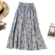 Винтажное ретро уличный стиль шоппинг выбор до середины икры Цветочные Плиссированное в стиле ампир юбка