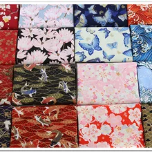 Полметра японский мягкий бриз ткань ручной работы сделай сам Чистый хлопок парча позолоченная бабочка морская волна Магнолия Сакура Печать Ткань 977A