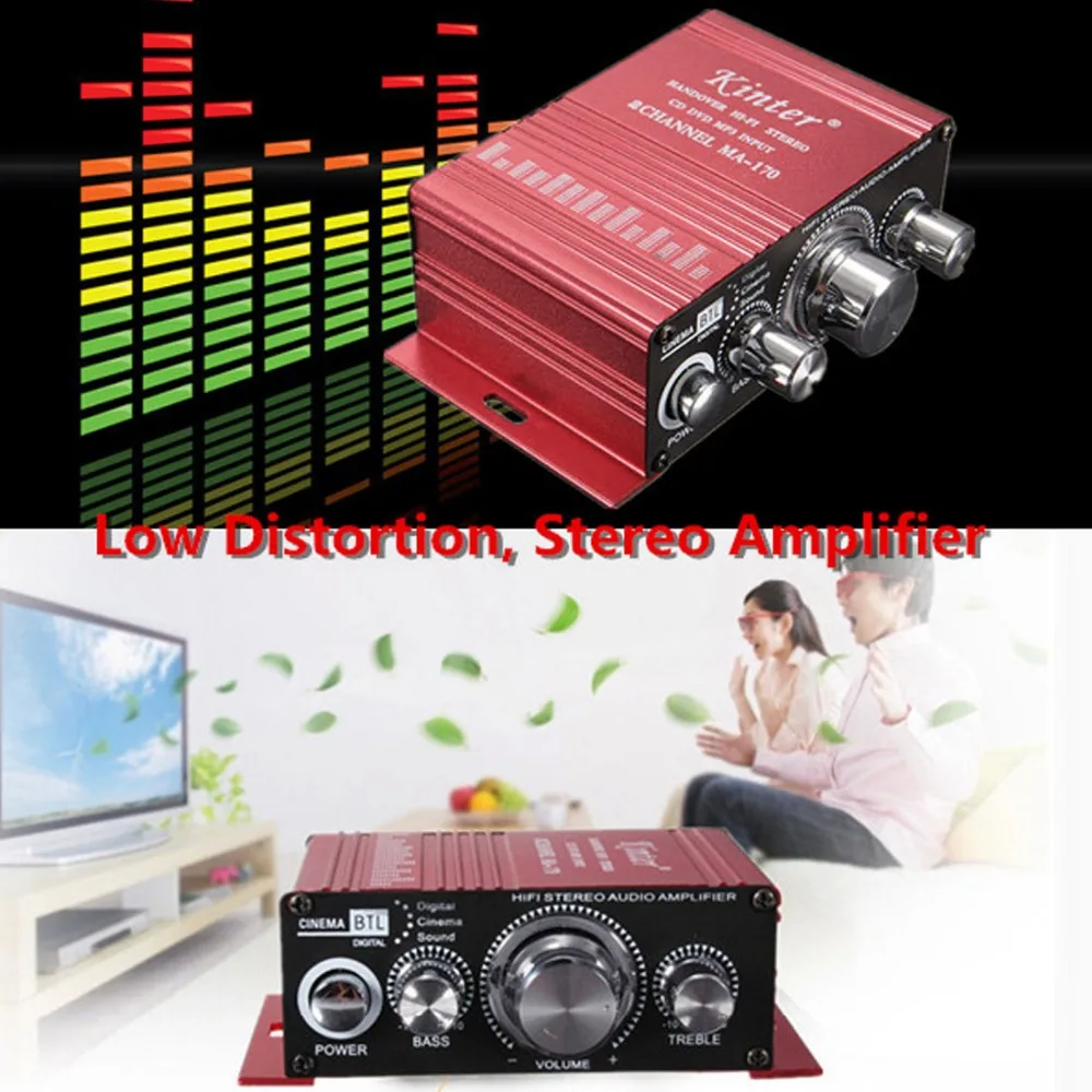 Kinter Mini 2CH Hi-Fi Авто Стерео усилитель Усилитель Поддержка DVD CD MP3 вход для автомобиля мотоцикла дома