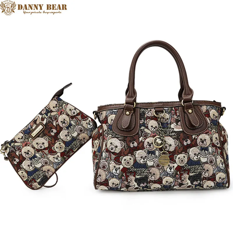 DANNY BEAR New Arrival 2PCS font b Set b font Coffee Composite Bags Women Casual Jacquard