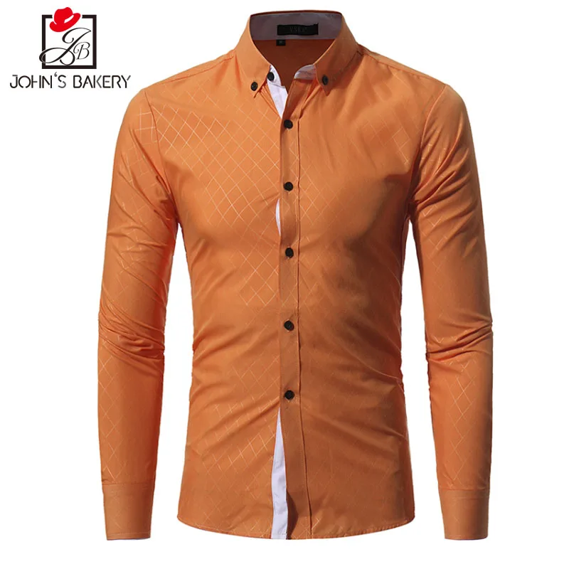 Новые осенние модные брендовые Для мужчин одежда Slim Fit рубашка с длинными