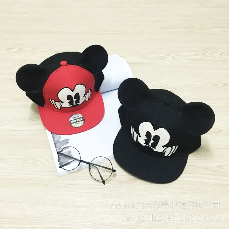 2pcs/lot Toddler Baby Black and Red Baseball Cap Cute Ear Summer Mesh Sun Hat Child Boys and