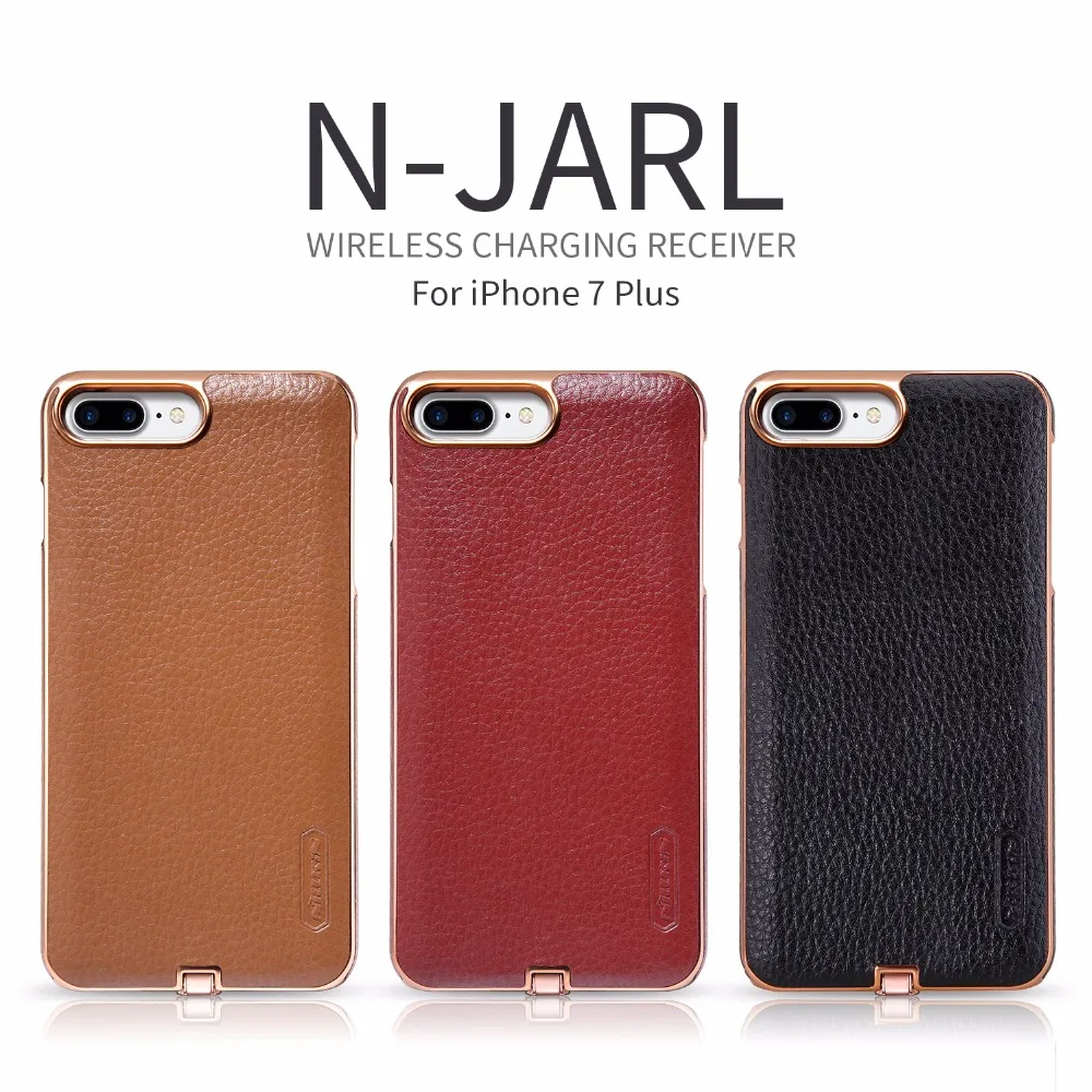 Beste Voor Apple iPhone 7 Plus Nillkin N Jarl Draadloze Opladen Ontvanger Case Lithci Textuur Lederen Cover Case + Retail pakket