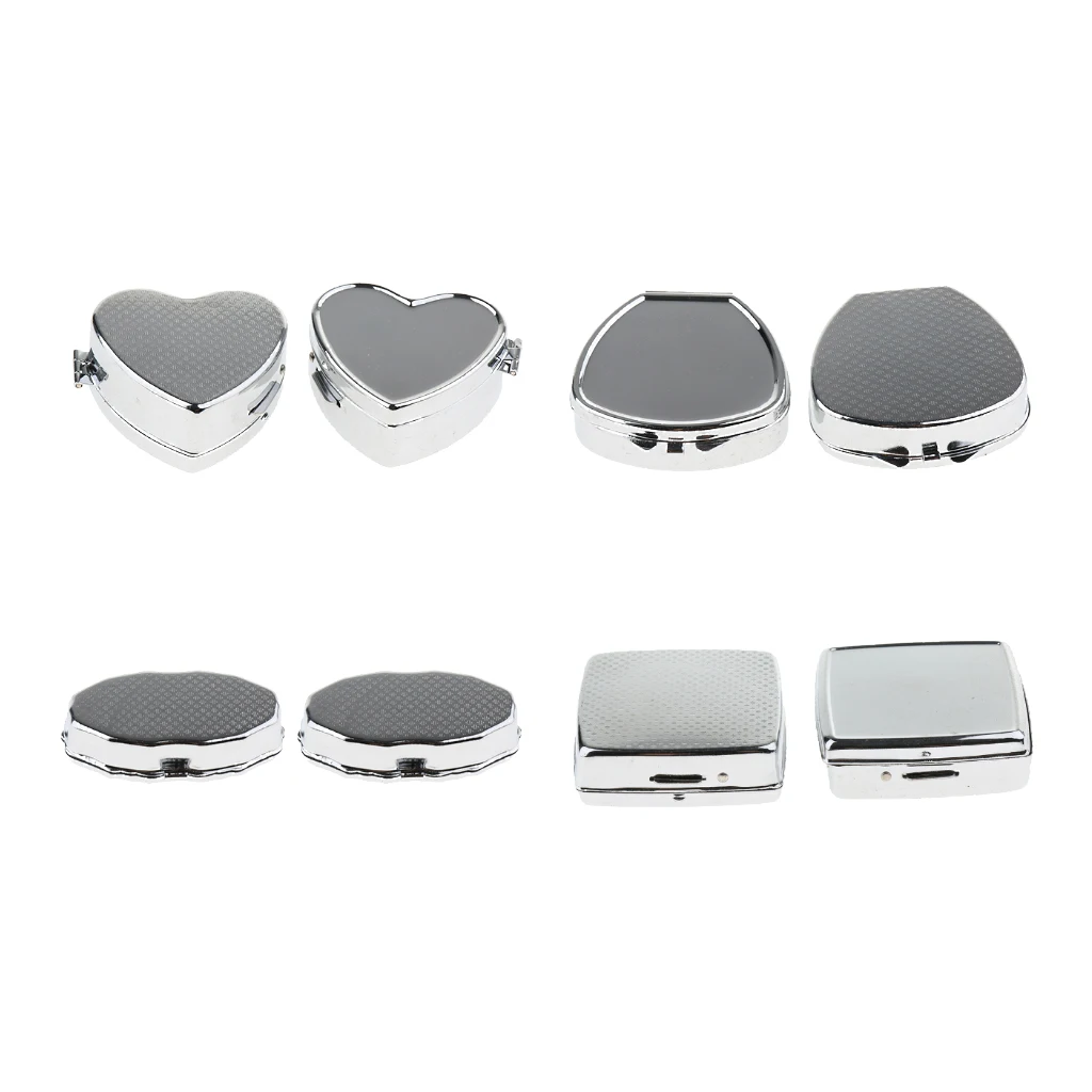2pcs Metal Pill Box Holder Rectangle Medicine Vitamin Organizer Pill case for Purse Pocket (2 Compartments)