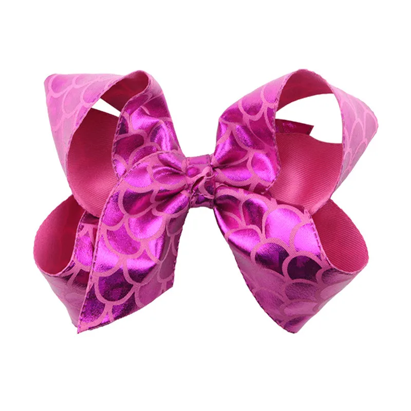 8pcslot Fashion 6 inch printing big butterfly clip Fish scale pattern Hair Bows girl's handmade hair  (2)
