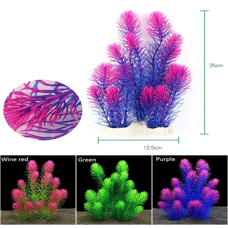 26 см подводный Искусственный пластик водные растения аксессуары аквариума аквариум зеленая Хризантема пейзаж газон