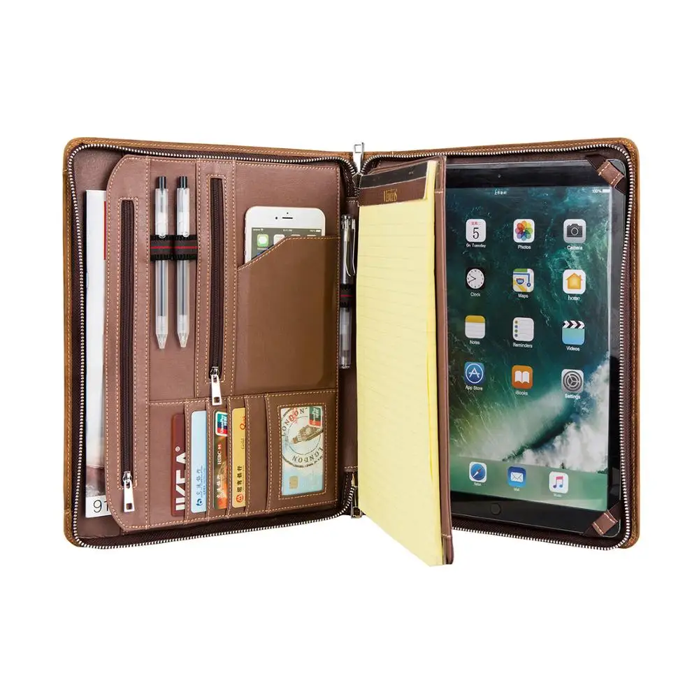 Винтажный Crazy Horse кожаный портфель A4 папка ручной работы Padfolio Альбом работ Папка