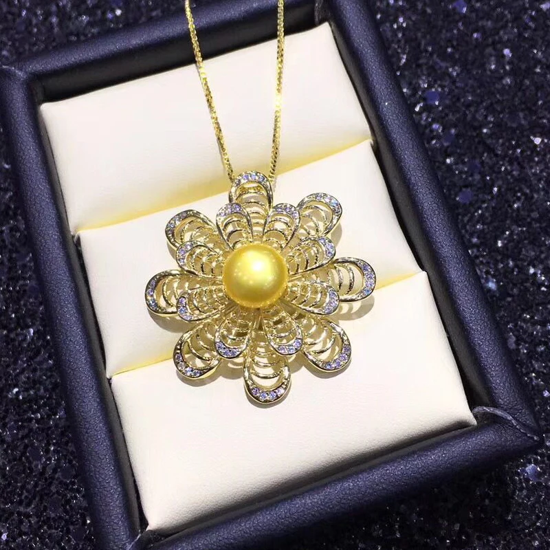 

FENASY Pearl Pendant Necklace for women Natural freshwater Pearl Pendants&necklaces 925 sterling silver fashion flower pendant