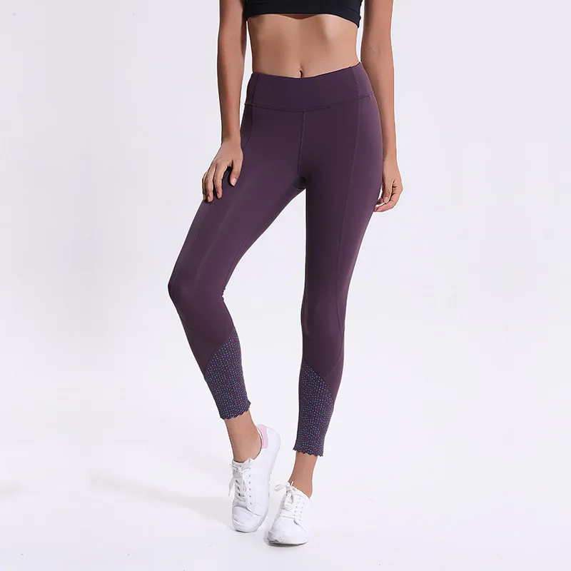 Women capris sports gym crop sexy tummy control reflective running leggings super quality 4 way stretch No-see through fabric 