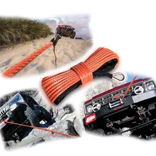 Chuang Qian Orange Nylon Synthetic Winch Cable Rope with Sheath for SUV ATV UTV Winches Truck Boat Ramsey Car 1/4 x 50' 7500LB 3000lb heavy duty recovery electric atv utv rope cable winch wireless remote truck boat trailer lifting sling dc 12v