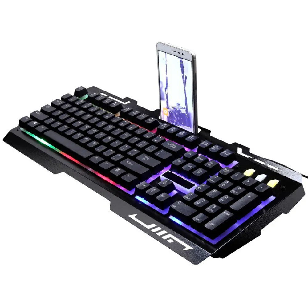 Клавиатура игровая белая G700 светодиодный цвет радуги подсветка игровая игра USB Проводная клавиатура# 5% 15