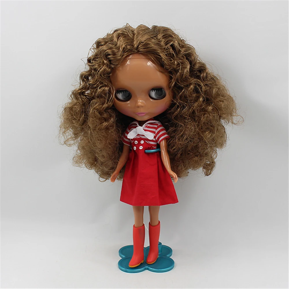 Factory Blyth Doll Nude Doll 230BL0623 Brown Curly Hair Chocolate Skin 4 Colors For Eyes Suitable For DIY