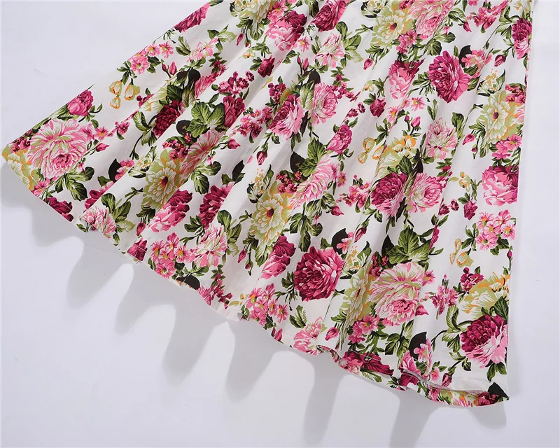 Kostlish Print Summer Dress Women 2017 Sleeveless Big Swing Belt Tunic Vintage Dress Elegant Rockabilly Party Dresses Sundress (99)