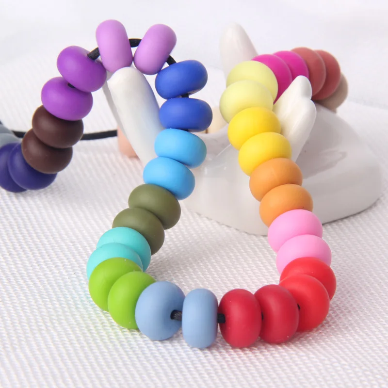 

200pcs Abacus Silicone Teething Beads Necklace Infant Teethers BPA FREE Saucer Loose Beads For DIY Jewelry Making Pacifier Clips