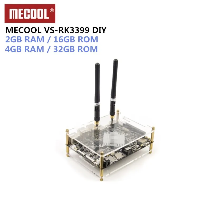 

MECOOL VS-RK3399 DIY RK3399 Mali-T860 TV Box Super Development Board 4K 10Bit VP9 Android 7.1 4G+32G/2G+16G H.264 H.265