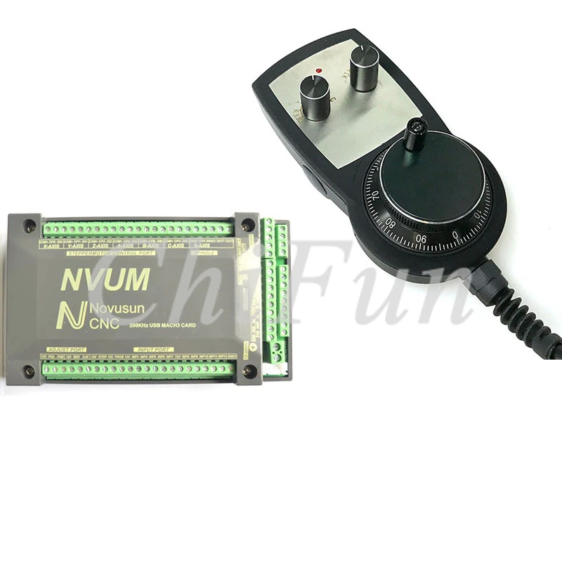 Английская версия NVUMV2 6-осевой USB MACH3 интерфейсная плата 200K мотор контроллер+ 6 оси генератор импульсов - Цвет: Standard hand wheel