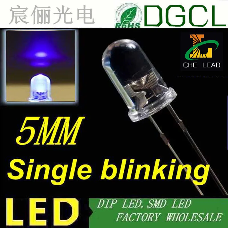 Purple 1.5Hz single blinking dip led Automatic flashing led bulbs UV 5mm round 400 405nm LED