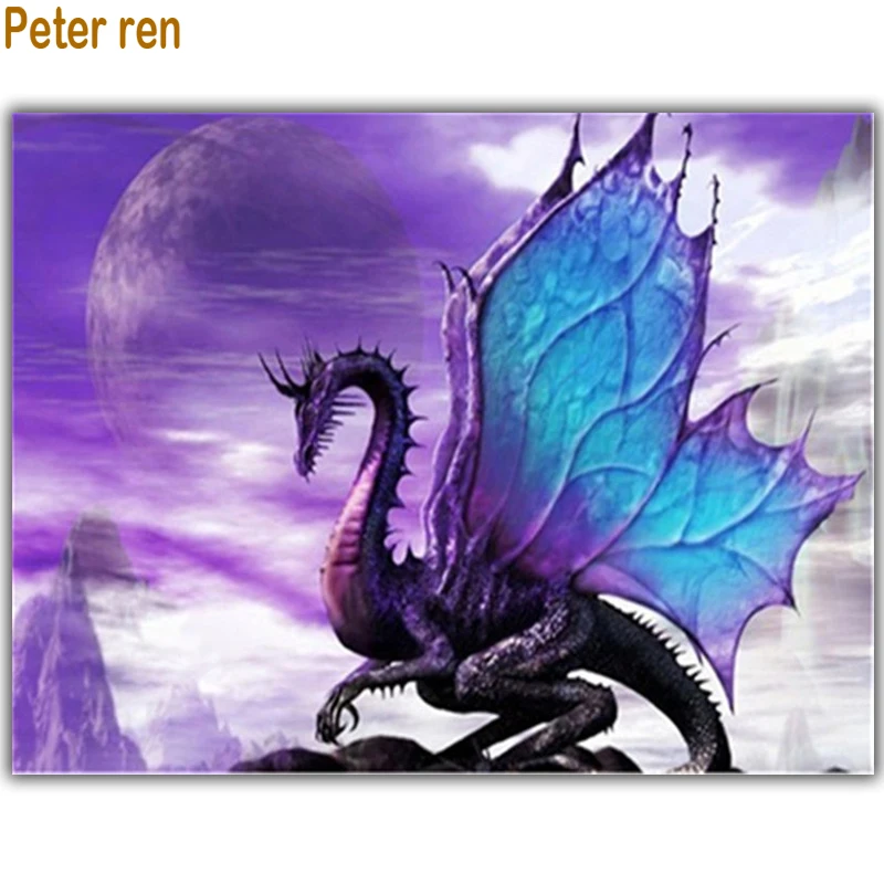 

Peter ren DIY Diamond painting Cross stitch kit Full Embroidery 3d square mosaic Rhinestone Pictures by numbers Butterfly dragon