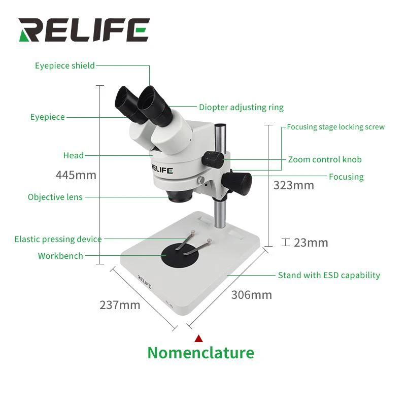 RELIFE RL-M2 7-45 раз HD бинокль стерео микроскоп осмотр PCB ремонт Microscopio 144 светодиодный источник света ремонт инструментов