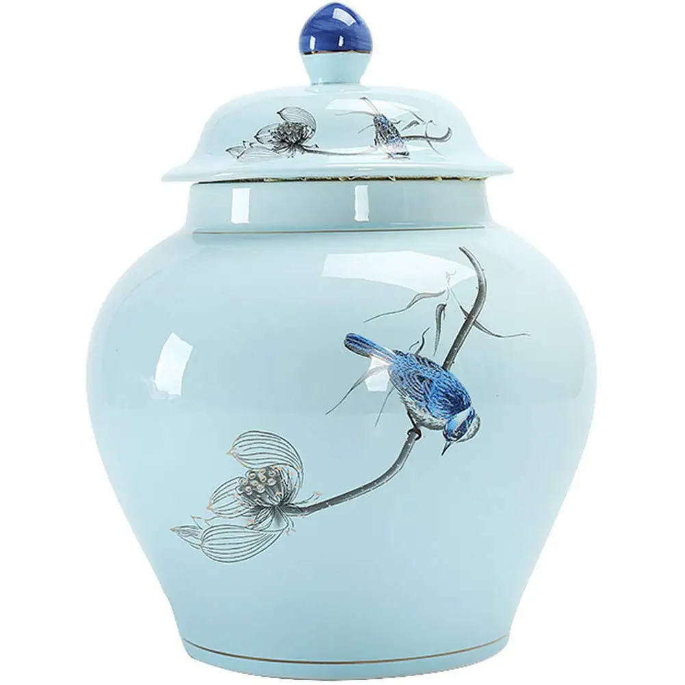 - Dear Pet Memorials Fallen Leaves Mourning Bird Pattern Ceramics Pet Cremation Urn