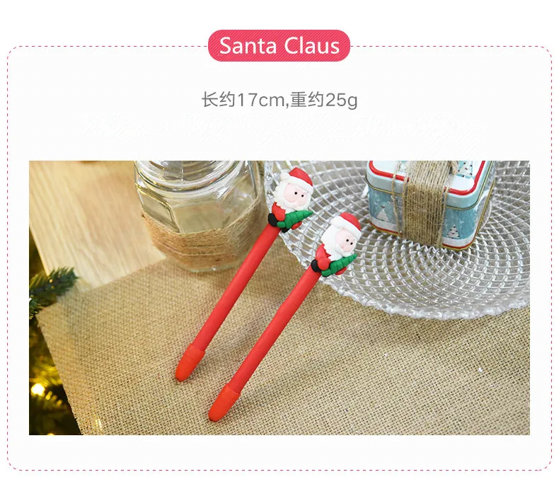 Coloffice 1PC Christmas Ballpoint Pen Kawaii Old Man Snowflake Soft Pottery For Kids Gift Black Ink 0.5mm Pen Shool Office