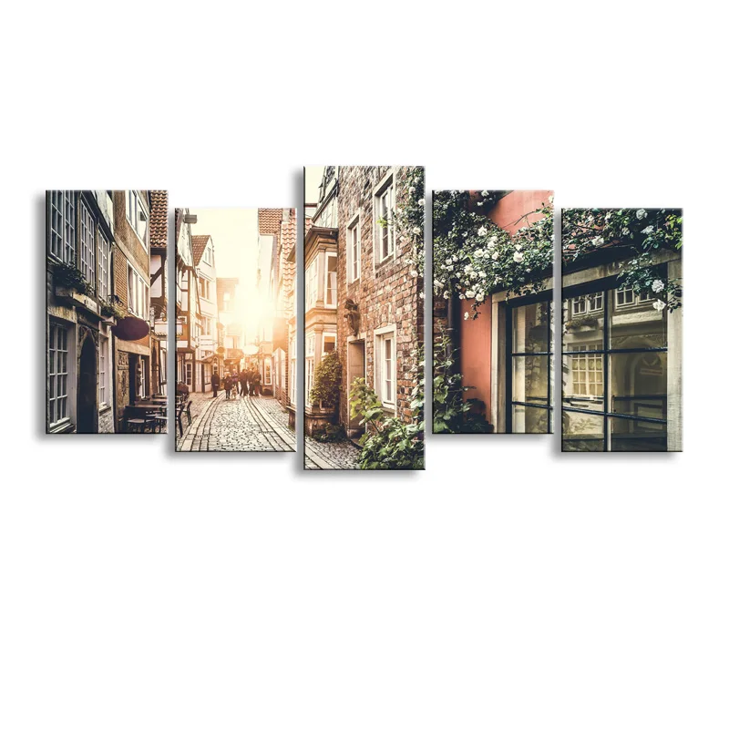 5 pieces high definition print European landscape canvas painting