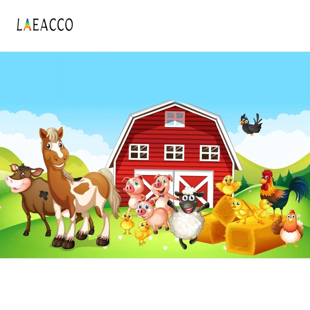 

Laeacco Sky Clouds Farm House Animals Grassland Baby Photography Backgrounds Customized Photographic Backdrops For Photo Studio