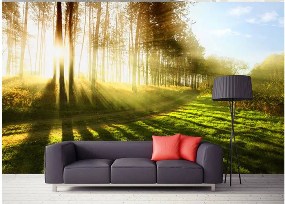 3d wallpaper for room Green forest landscape background ...