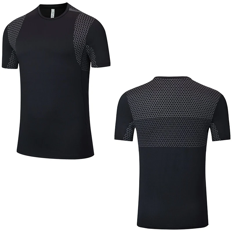 Men Sport Shirts Человек работает спортивная футболка быстросохнущая сжатия рубашки печати o-образным вырезом Сращивание Рубашка с короткими рукавами Спортивная дышащая Для мужчин гладкая трикотажная спортивная майка - Цвет: Men Sport Shirts