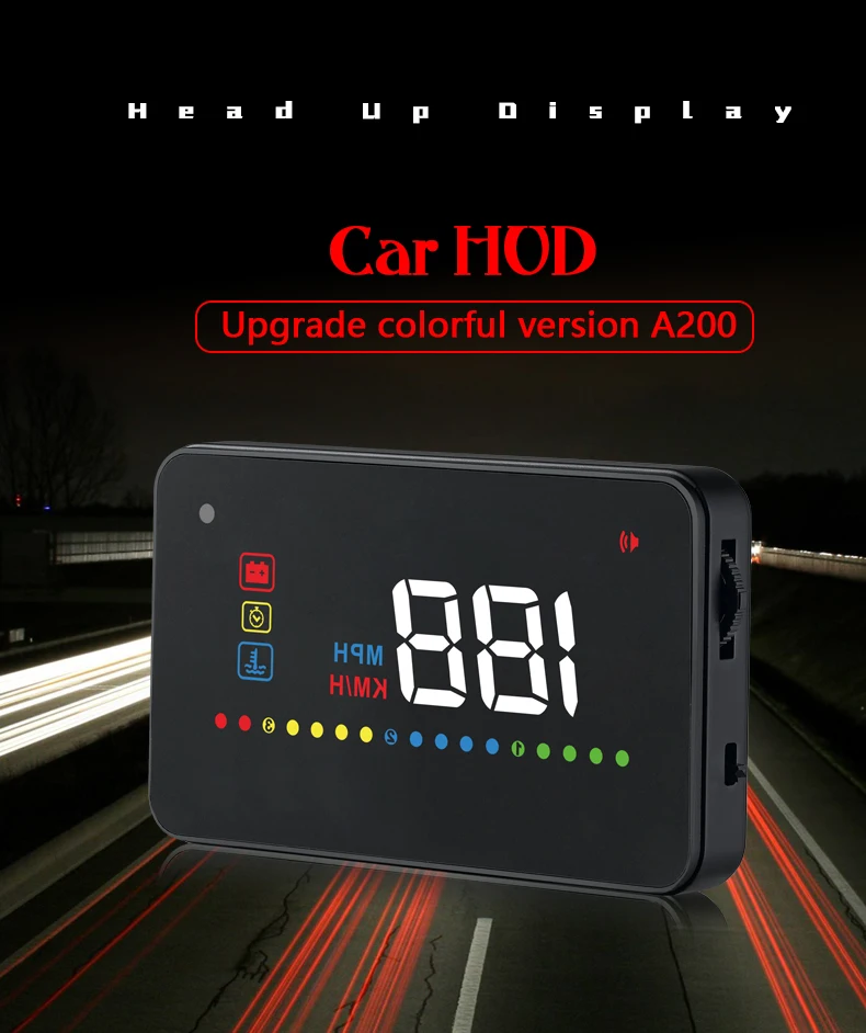 A200 hud автомобильный универсальный дисплей Спидометр obd2 температура воды проекция на лобовое стекло для автомобиля hud