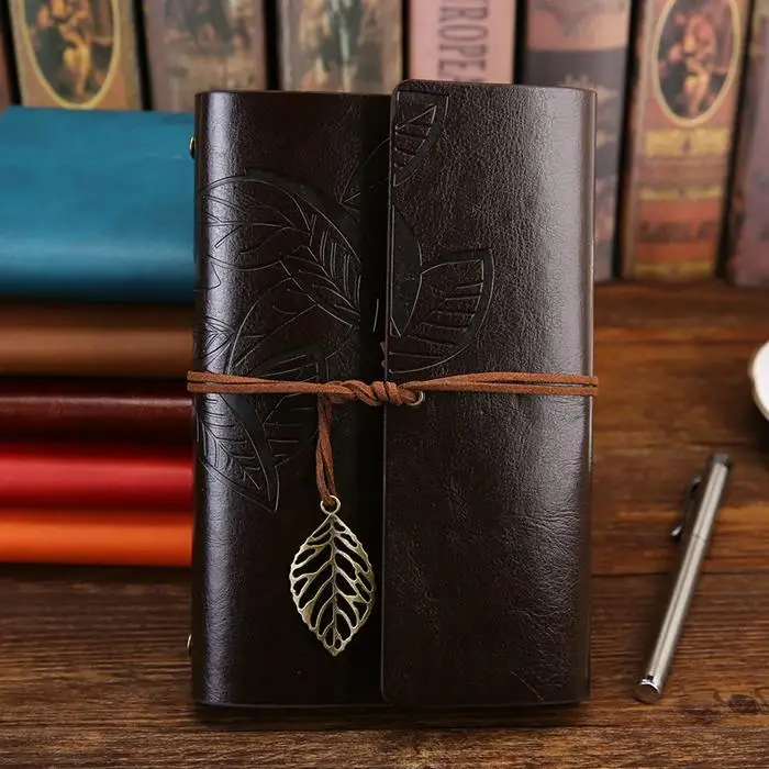 165mm x 220mm Artificial Leather Cover Travel Retro 0.5kg Style Paper Notebook
