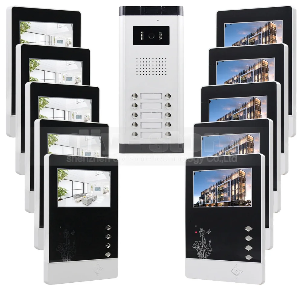 DIYSECUR 10 x 4 3 inch Monitor 4 Wired Apartment font b Video b font Door