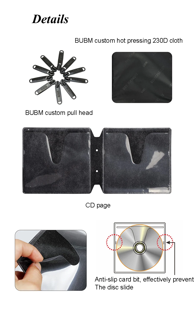 BUBM Портативный полиэстер CD/DVD кошелек 32 диска Емкость держатель сумка для хранения протектор органайзер для автомобиля, дома, офиса и путешествий