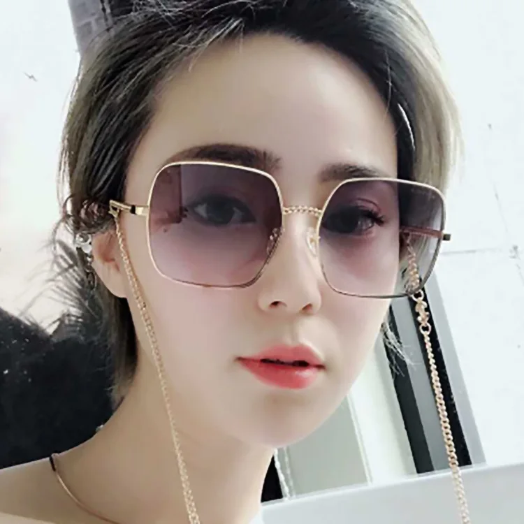

2019 New Trend Women's Sunglasses Ladies Square Big Frame Metal Sunglasses Fashion Glasses Shades for Women