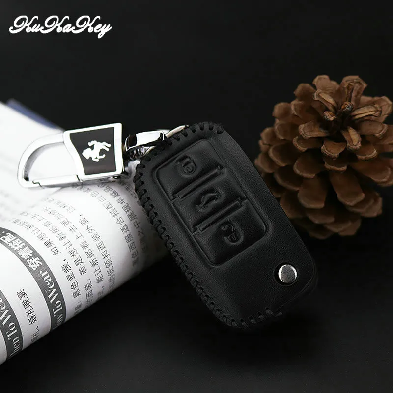 KUKAKEY кожаный чехол для ключей автомобиля, чехол для Volkswagen VW Polo Tiguan Passat B5 B6 Golf MK5 6 Jetta, Защищенный чехол для сумки
