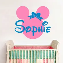 Nombre Personalizado Custom Niños Minnie Mouse Etiqueta de la Pared removible Dormitorio Niñas Arte Decorativo de Pared de Vinilo Calcomanías Y-620