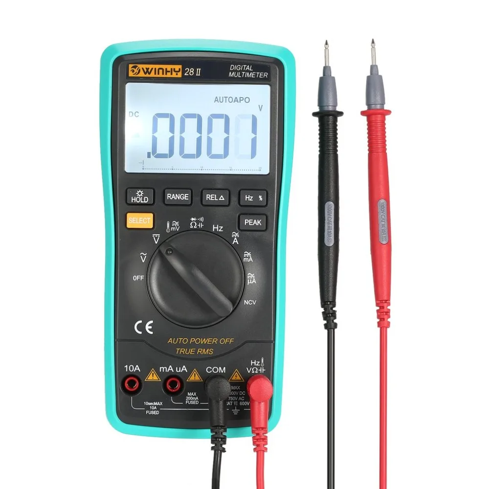 Digital Multimeter True RMS AC/DC Volt Amp Ohm Capacitance Temperature