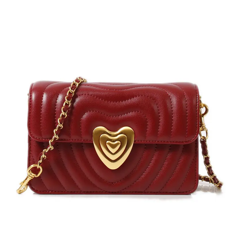 

2019 Women Messenger Bags Fashion Genuine Leather Handbags Lady Handbag Shoulder Crossbody Black Chains Bag Party Love Design