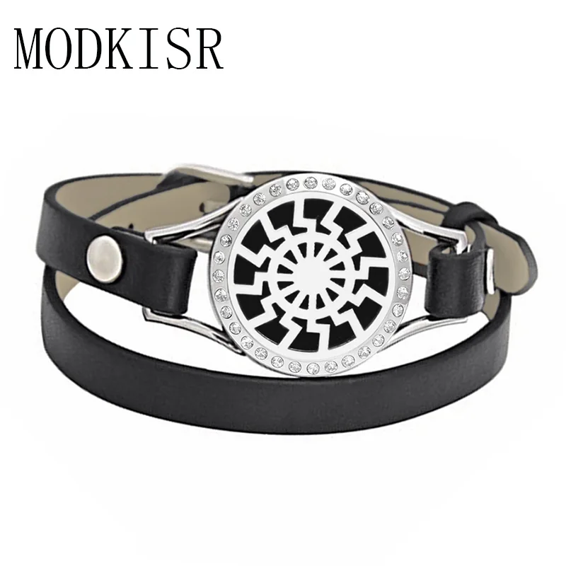 

MODKISR Wholesale Stainless Steel Essential Oil Diffuser Bangle Leather Aromatherapy Bracelet Box With Complimentary Pads NY08
