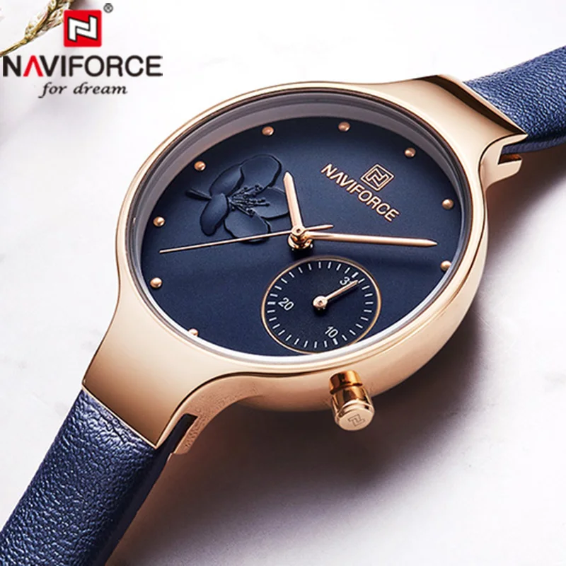 Naviforce часы женские роскошные кожаные кварцевые Наручные модные 2019 Relogio Feminino |
