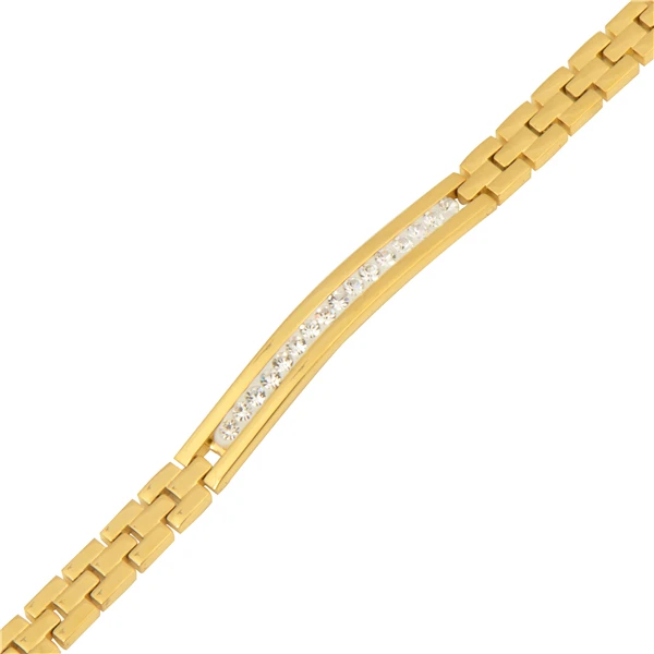 

Free Shipping Wholesale Yellow Gold-color Clear Round Cubic Zirconia Women Bracelet No Nickel