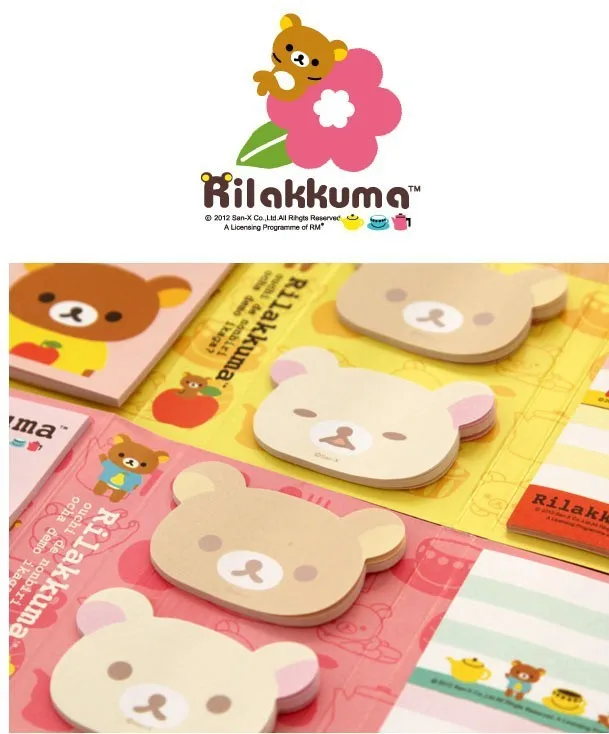 Корейские канцелярские принадлежности Rilakkuma 4 складные бумажные Kawaii наклейки мини-блокнот Стикеры для школы стационарные/Офисные принадлежности